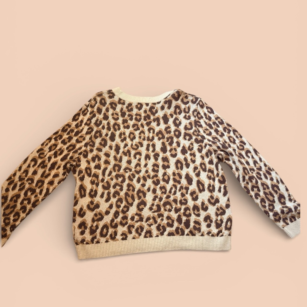 A New Day Leopard Print Knit Sweater Size L Neutral Cozy Soft Crewneck Pullover - Picture 3 of 8